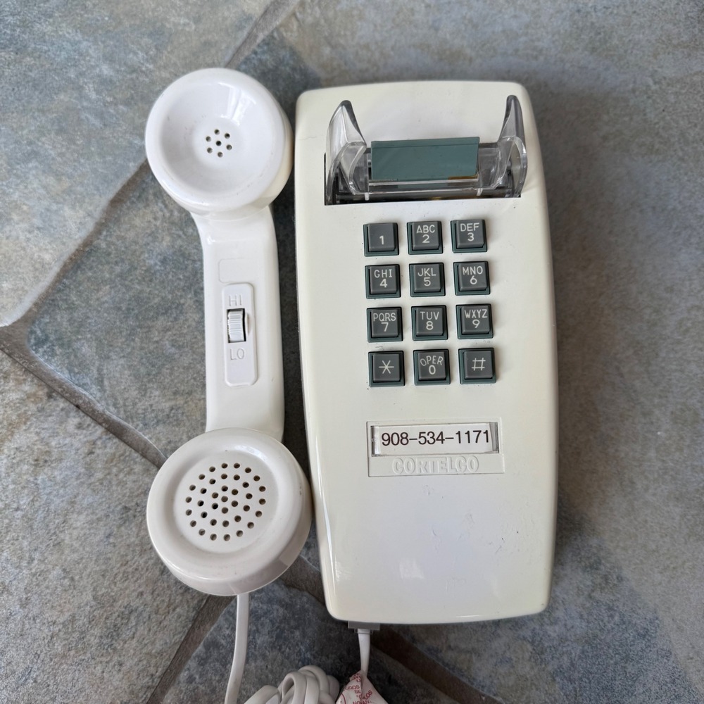 Vintage Cortelco Beige Wall Phone Touch Tone‎ 255415-VBA-20M USA Made MCM Retro